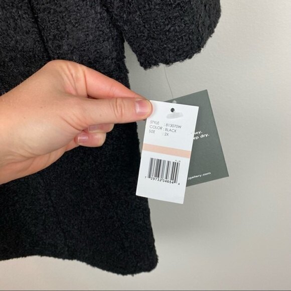 Gallery New York Plus Notch Collar Boucle Wool Blend Coat Black Size 2X NWT - Picture 11 of 11